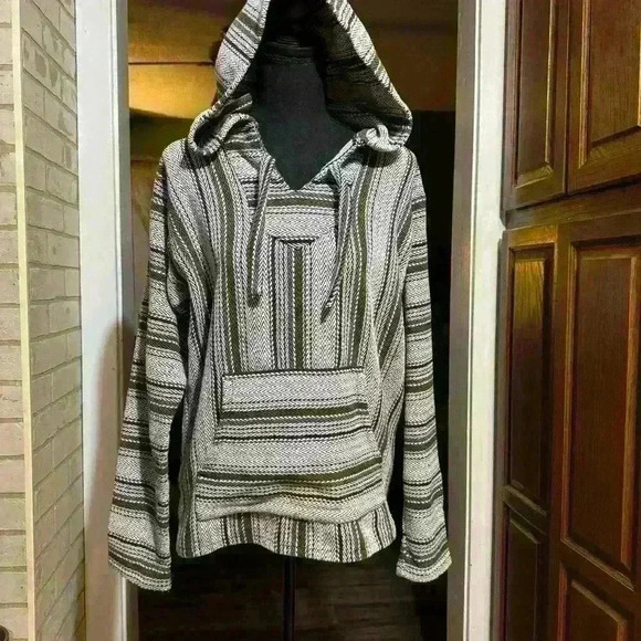 Vintage Original Senor Lopez Mens Pullover Mexico Hoodie Rug Poncho Size S - Picture 9 of 9